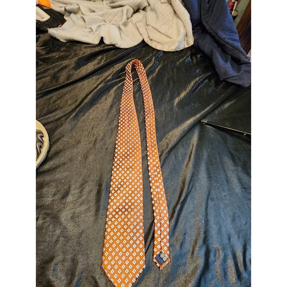 Renato Balestra Mens Silk Necktie Orange Blue Geometric Floral Italian Designer